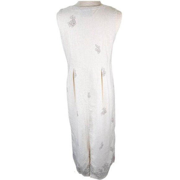 Keren Hart 2 Pc Midi Dress Linen Blend Womens Medium Ivory Cream Embroidery - Picture 3 of 15